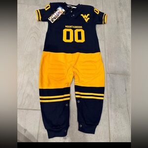 NEW West Virginia Mountaineer footie suit 3T
